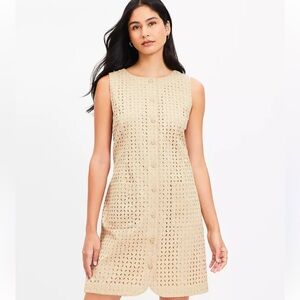 LOFT | Tan Eyelet Mini Dress